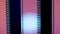 Two vertical film strips on a pink background with white circular light, close up. 35mm film slide frame. Long, retro