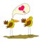 Two Very beautiful bird. Valentine birds.Two funny cartoon birds .Two crazy birds in love.Two love bird couple.