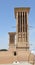 Two very old wind towers in Yazd, with unique Iranian decorations and architecture, Yazd, Iran