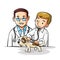 Two Vets Checking The Dog`s Condition Color Illustration