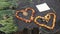 Two vintage Baltic amber necklaces made of honey and milk amber and handmade  brooches are laid out in the shape of a heart