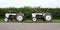 Two vintage david brown white tractors parked up