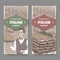 Two vintage labels with waiter, Ilalian pation and lasagna.