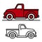 Two vintage pick-up truck outline drawings