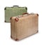 Two vintage suitcases isolated