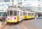 Two vintage trams 28 tramway, Lisbon, Portugal