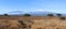 Two Volcanic Cones of Kibo and Mawenzi Kilimanjaro and the savannah Landscape of Ambesoli National Park Kenya Africa