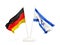 Two waving flags of Germany and israel