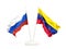 Two waving flags of Russia and venezuela