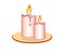 Two wax candles in a candlestick. Burning melted candles - vector full color picture