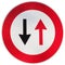 Two ways traffic sign isolated over white