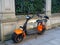 Two-wheeled electric motorcycle. Comfortable motorcycle for the city. Compact vehicle