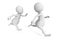 Two white 3d men running and catching