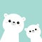 Two white bear face head icon set. Cute kawaii animal. Cartoon funny baby character. Kids print for poster, t-shirt. Love.