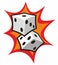 Two White Dice over Orange Cartoon Flash