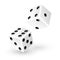 Two white dice on white background.