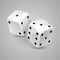 Two white game dices. Casino gambling