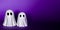 Two White Ghosts Halloween decor on a purple background