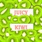 Two white rectangle label on kiwi fruit background. Vector card illustration.