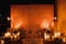 Two white vintage antique chairs on the candles