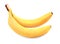 Two whole bananas on a white background. Appetizing delicious bananas. Ingredients for refreshing summer desserts.