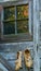 Two wicker of the bast of birch bark amid the rustic buildings