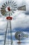 Two wind wheels or wind pumps up close