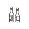 Two wine bottles line icon