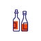 Two wine bottles line icon