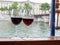 Two wine glasses on river cruise