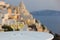 Two wine glasses at sunset Santorini