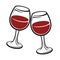 Two wineglass icon, logo, sign, emblem - vector