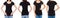 Two woman in black t-shirt : cropped image front and rear view, t-shirt set, mockup tshirt blank