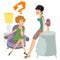 Two woman relax and talking. Illustration for internet and mobile website