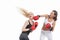 Two women boxing.