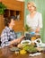 Two women brewing herbal tea