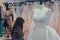 Two women choose a wedding dress