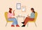 Two women communicate in the office, concept illustration for psychotherapy, job interview, adolescent psychologist