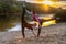 Two women doing synchronised acrobatics yoga