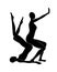 Two women doing yoga. Two black silhouettes of persons
