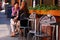 Two women enjoy a break at a cafe