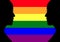 Two women face outline in black on horizontal rainbow flag sexual identity background with space. The pride flag representing LGBT