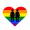 Two women icon on the background of the LGBT heart. Homosexuality concept. Vector illustration