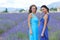 Two women on lavender field