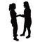 Two women making chat, body silhouette vector