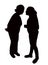 Two women making chat, body silhouette vector
