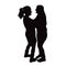 Two women making chat, body silhouette vector