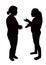 Two women making chat, sitting body silhouette vector