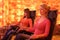 Two women relaxing in a salt cave at Halotherapy