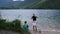 Two women run around the lake - relax